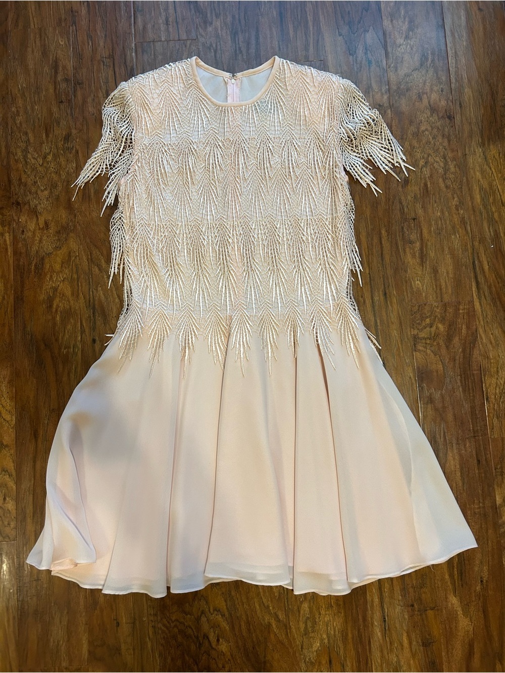 Ivory Midi Dress With Fringe Vintage Made In The USA